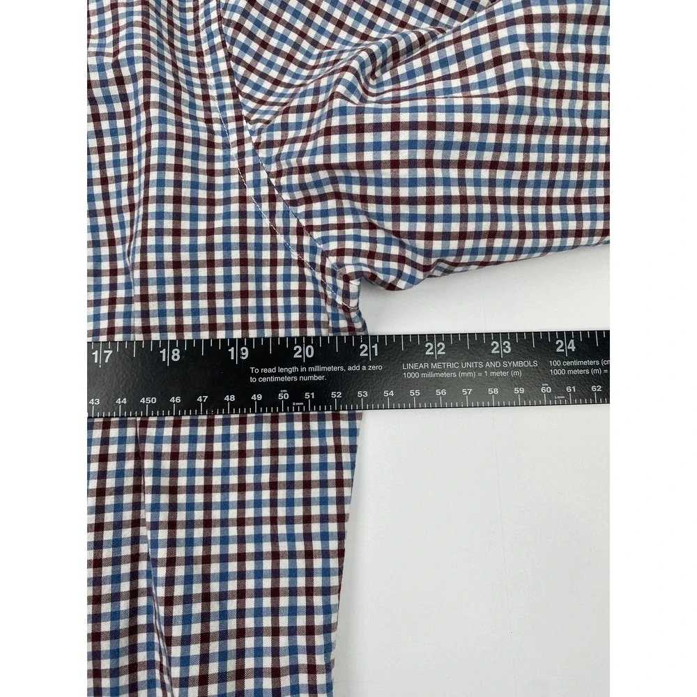 J Crew Mens Medium Blue Brown Check Button Up Long Sleeve Cotton Shirt 31872